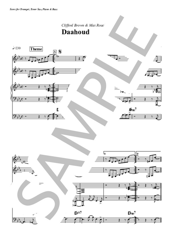 楽譜】Daahoud - Clifford Brown & Max Roach ジャズ・コンボ・バンド