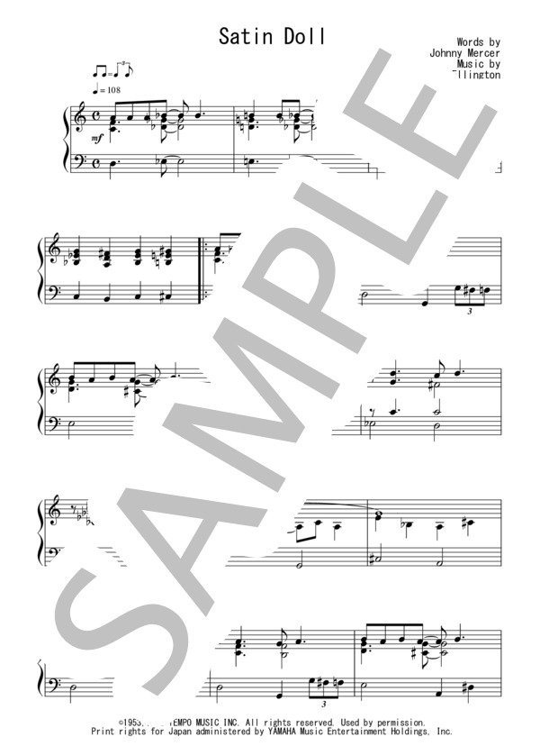 楽譜】Satin Doll 初～中級 ：ジャズ / デューク・エリントン