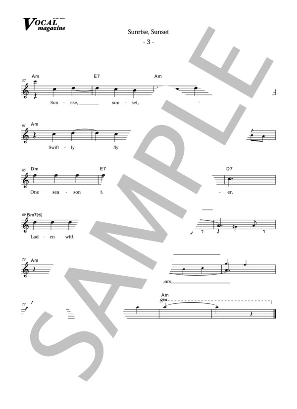 楽譜】SUNRISE,SUNSET サンライズサンセット / ノエル・ポインター