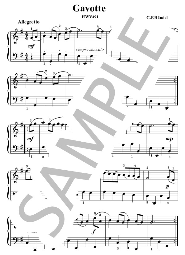 楽譜】ガヴォット ト長調 HWV491 ヘンデル / ゲオルグ・フリードリヒ