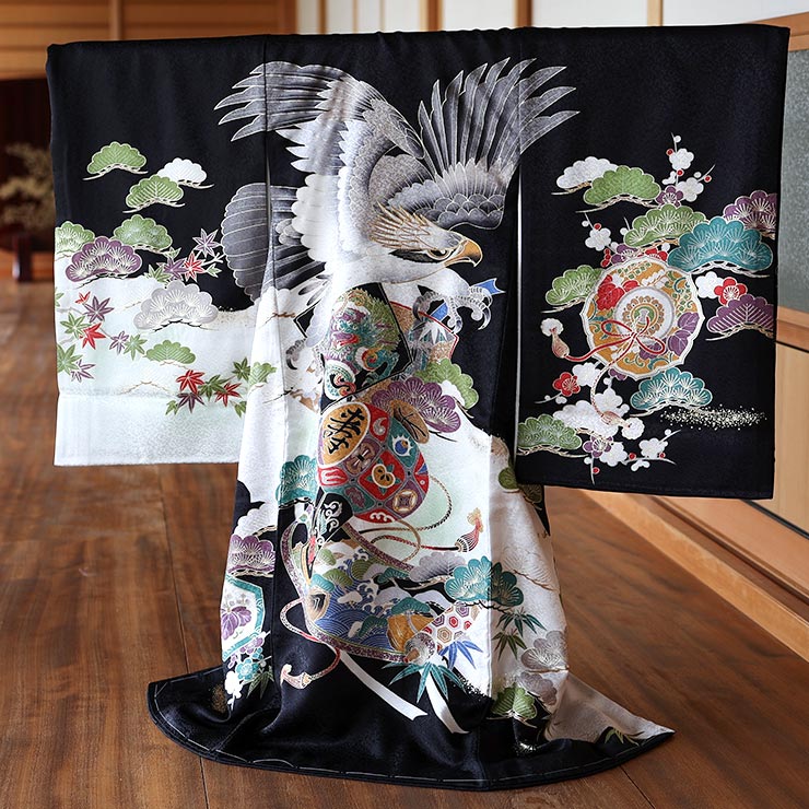 楽天市場】[ 正絹 ] お宮参り 男の子 初着 産着 鷹に龍と小槌 黒