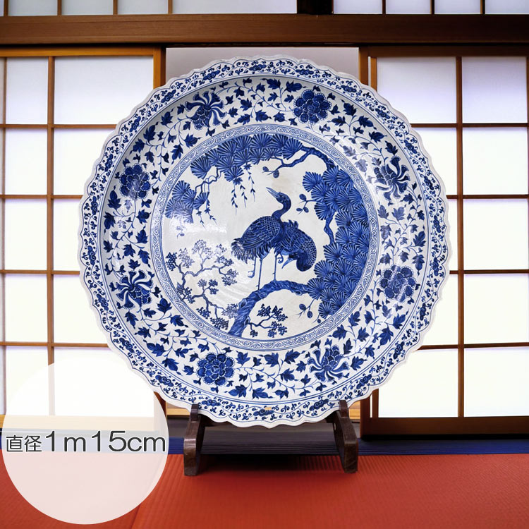 景徳鎮 青花鳳凰文大皿 【商品番号m-so002】