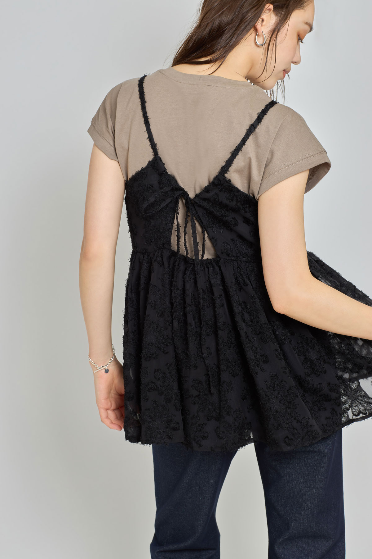 シャギージャガードキャミブラウス