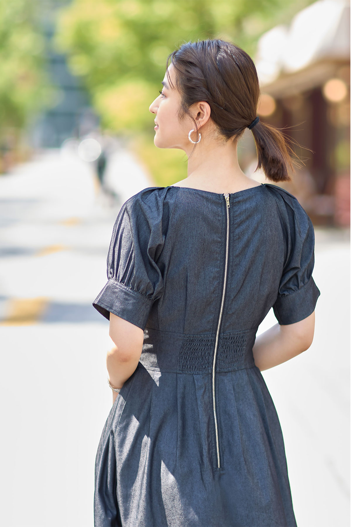 デニムタックワンピース