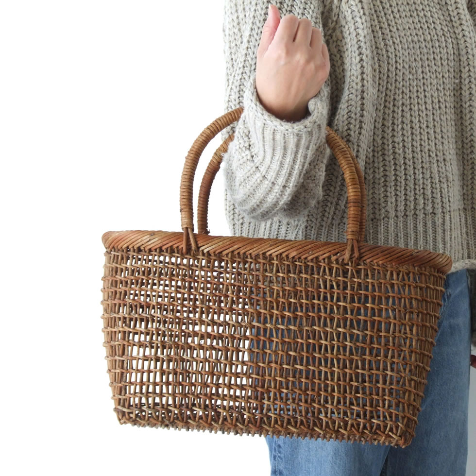 楽天市場】秋田県 あけび蔓細工 あけびかご 手提げかご 特上透かし編み