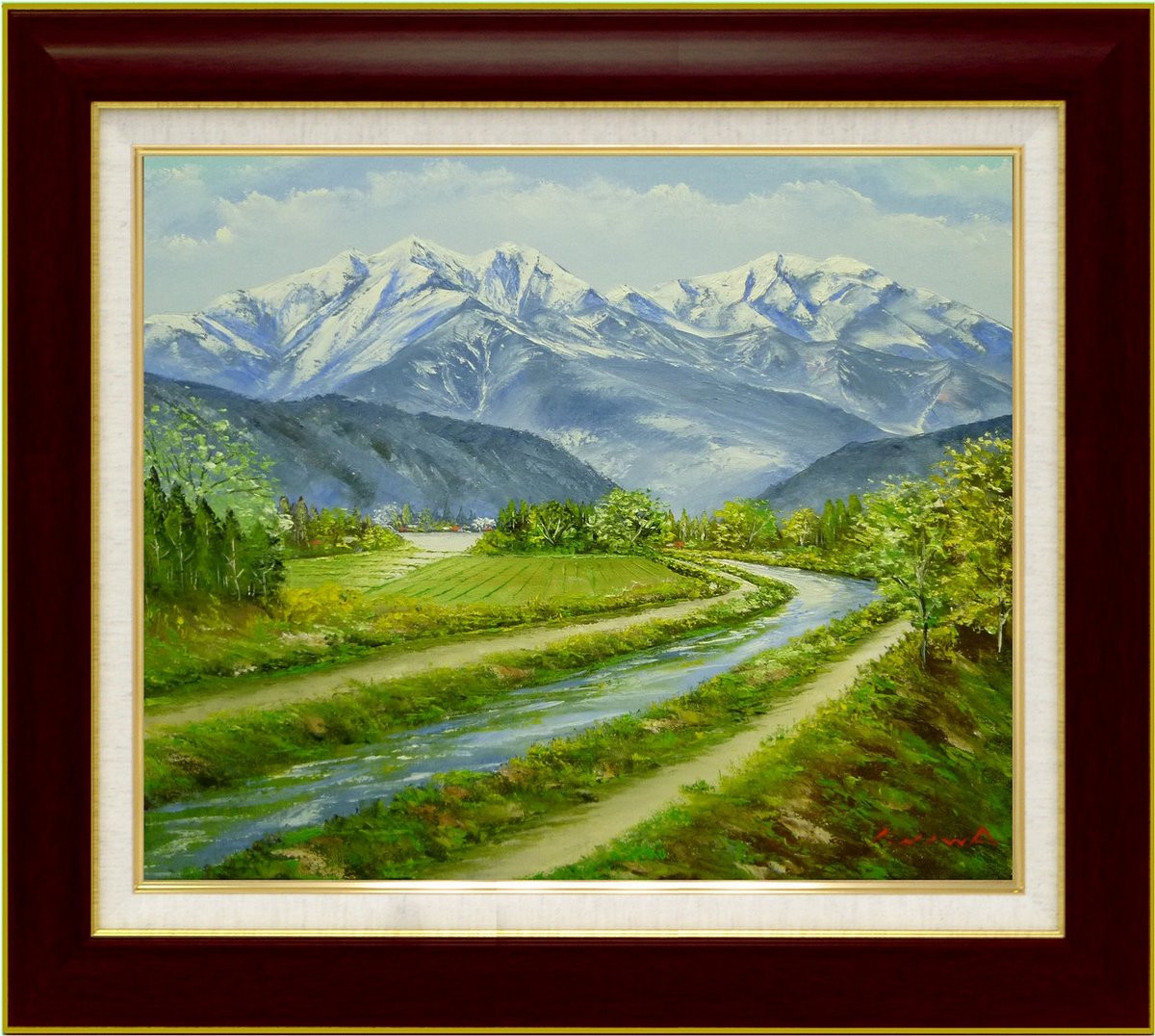 楽天市場】【スーパーSALE10％OFF】手描き油絵 羽沢 清水 乗鞍高原 F10