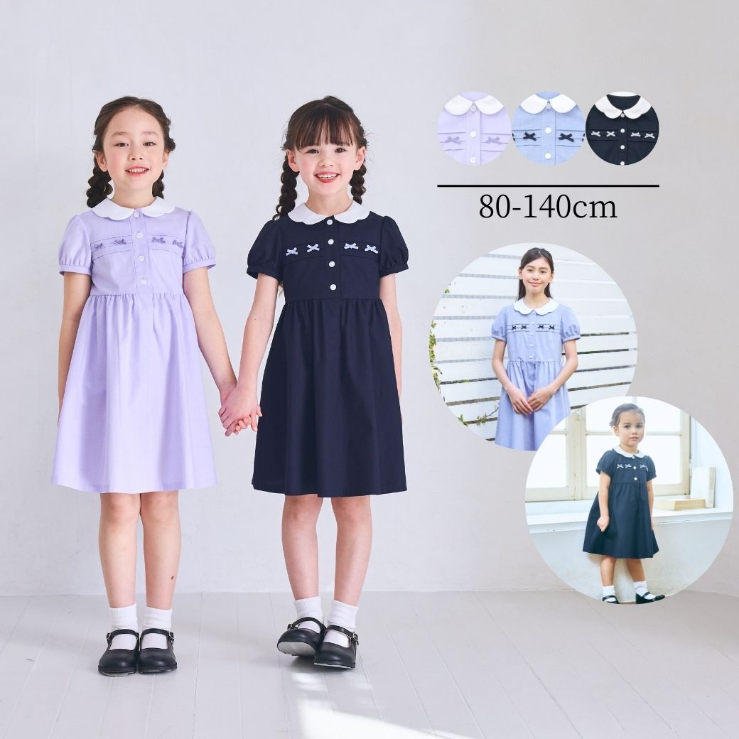 スカラップミニリボンワンピース 80 90 100 110 120 130 140cm (2536