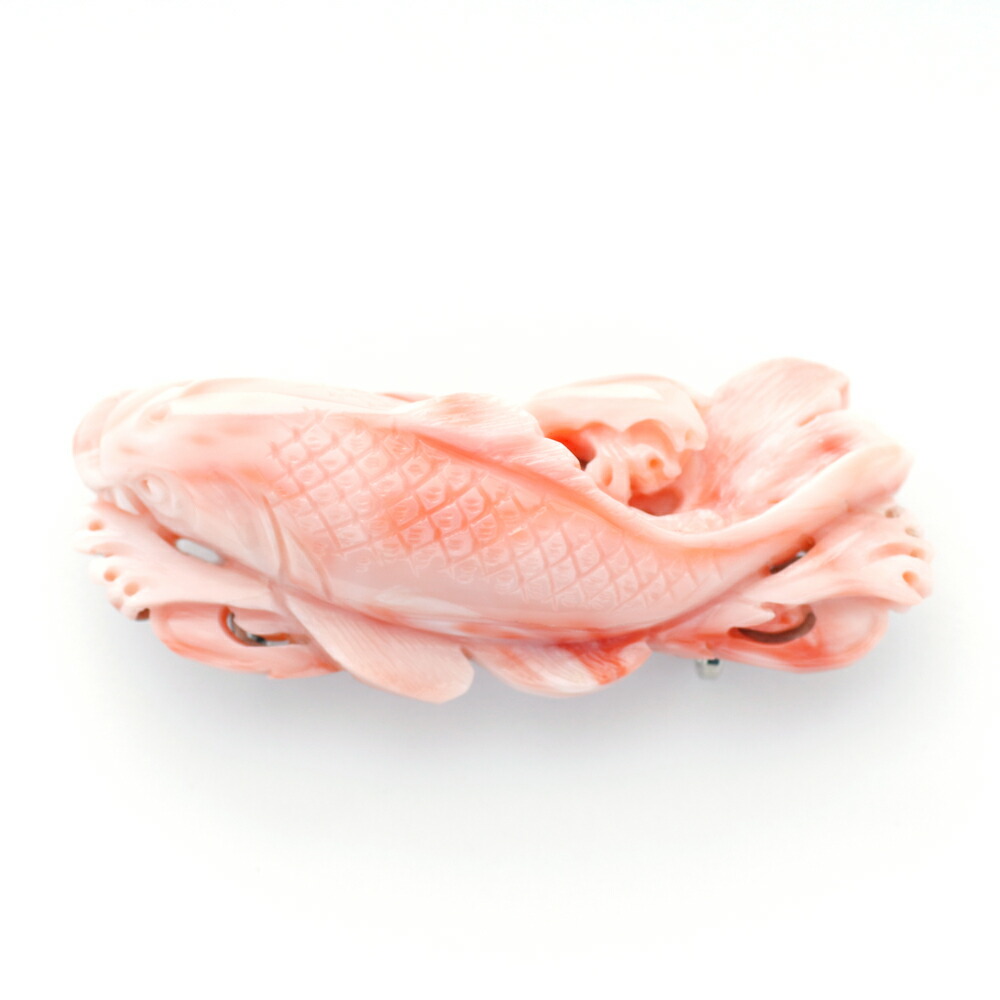 楽天市場】≪1年保証付き≫ ピンク珊瑚 『開運・昇り鯉』 帯留め 帯ど