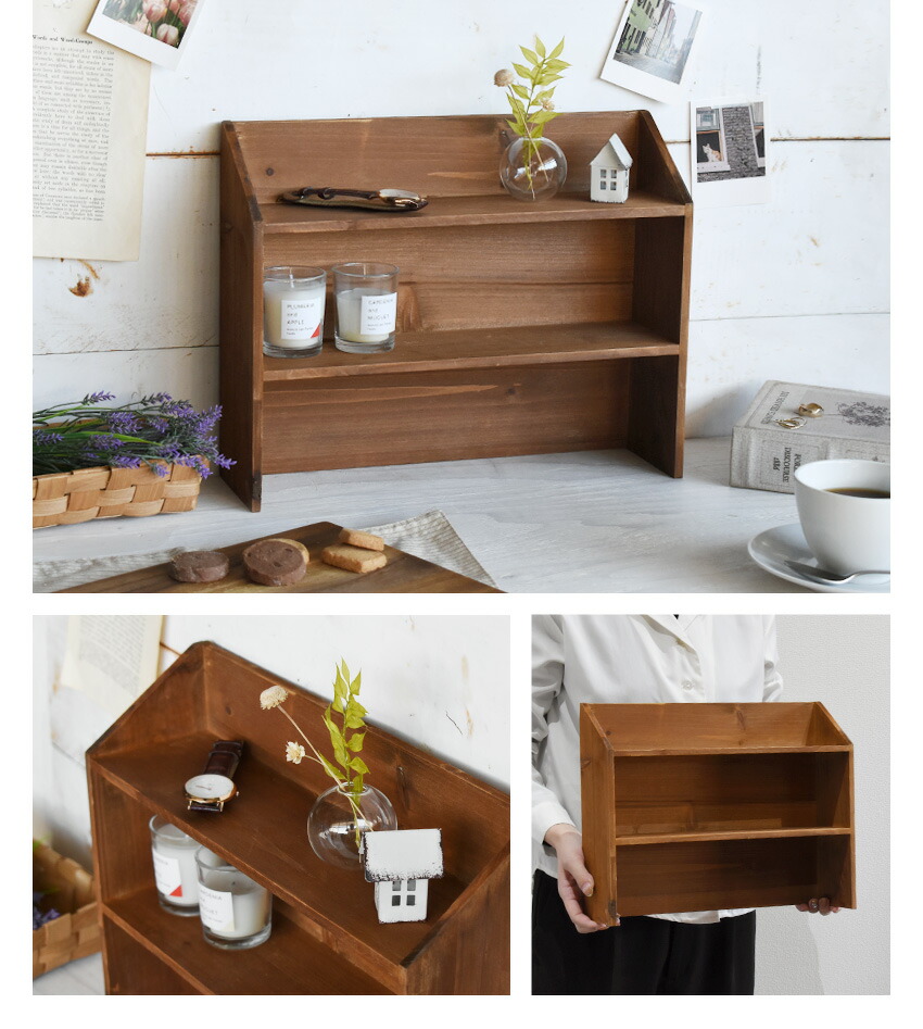 楽天市場】天然木 アンティーク調 ウッドラック 棚 スパイスラック 三