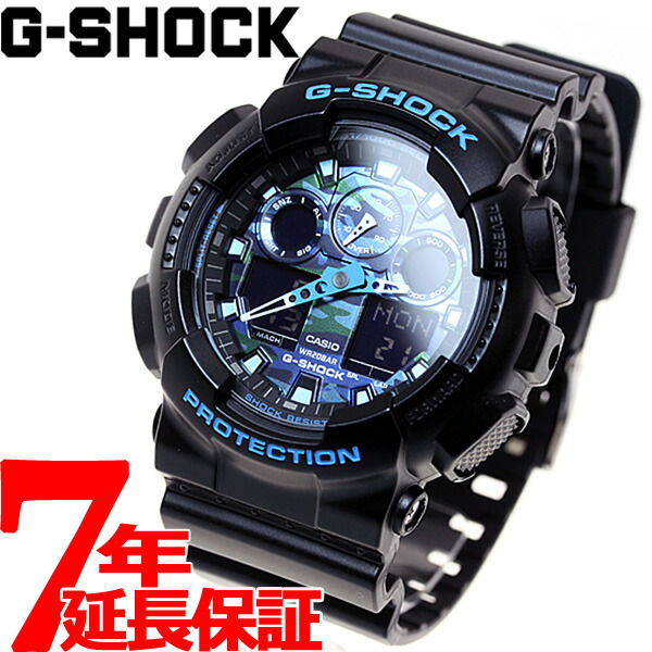 G-SHOCK ブラック×ブルー カモフラージュ アナデジ 腕時計 メンズ GA