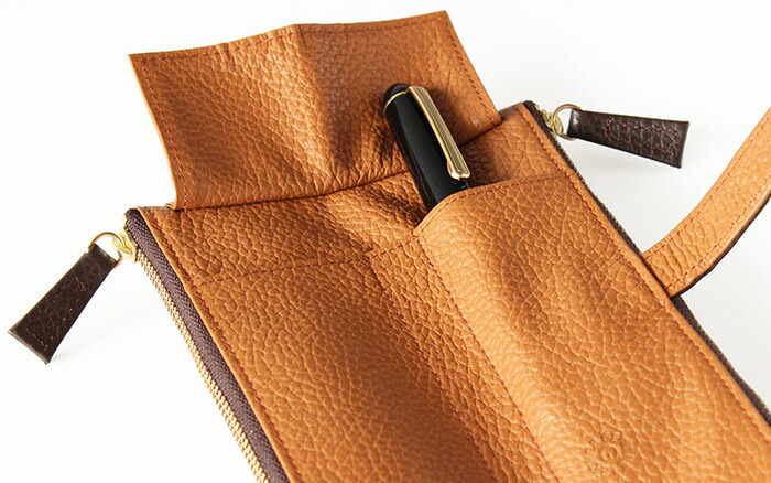 ルポ・ペンケース 1本差し ファスナー イタリアンレザー使用