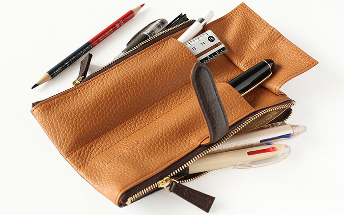 ルポ・ペンケース 1本差し ファスナー イタリアンレザー使用