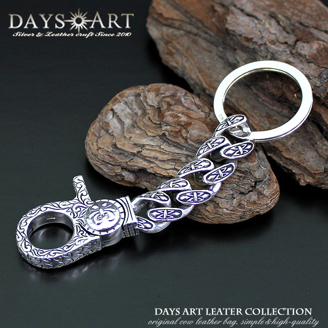 楽天市場】シルバー925 シルバーキーチェーン クロス浮き彫りナスカン