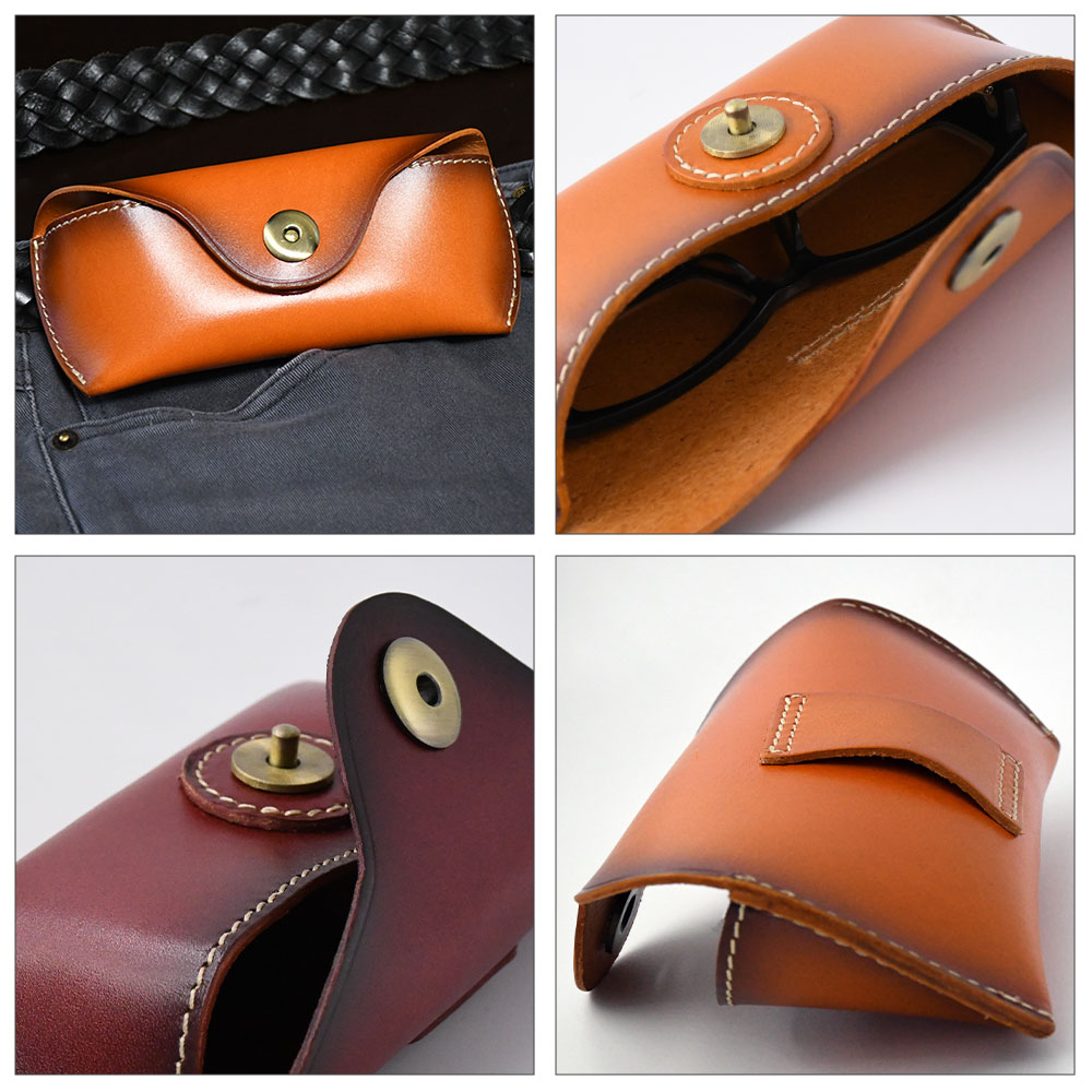 楽天市場】ハードレザー メガネケース 腰付可能 ブラウン ワインレッド