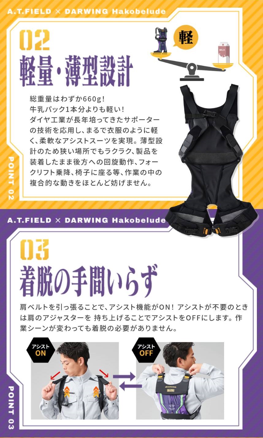楽天市場】【公式】腰アシストスーツ A.T.FIELD DARWING Hakobelude