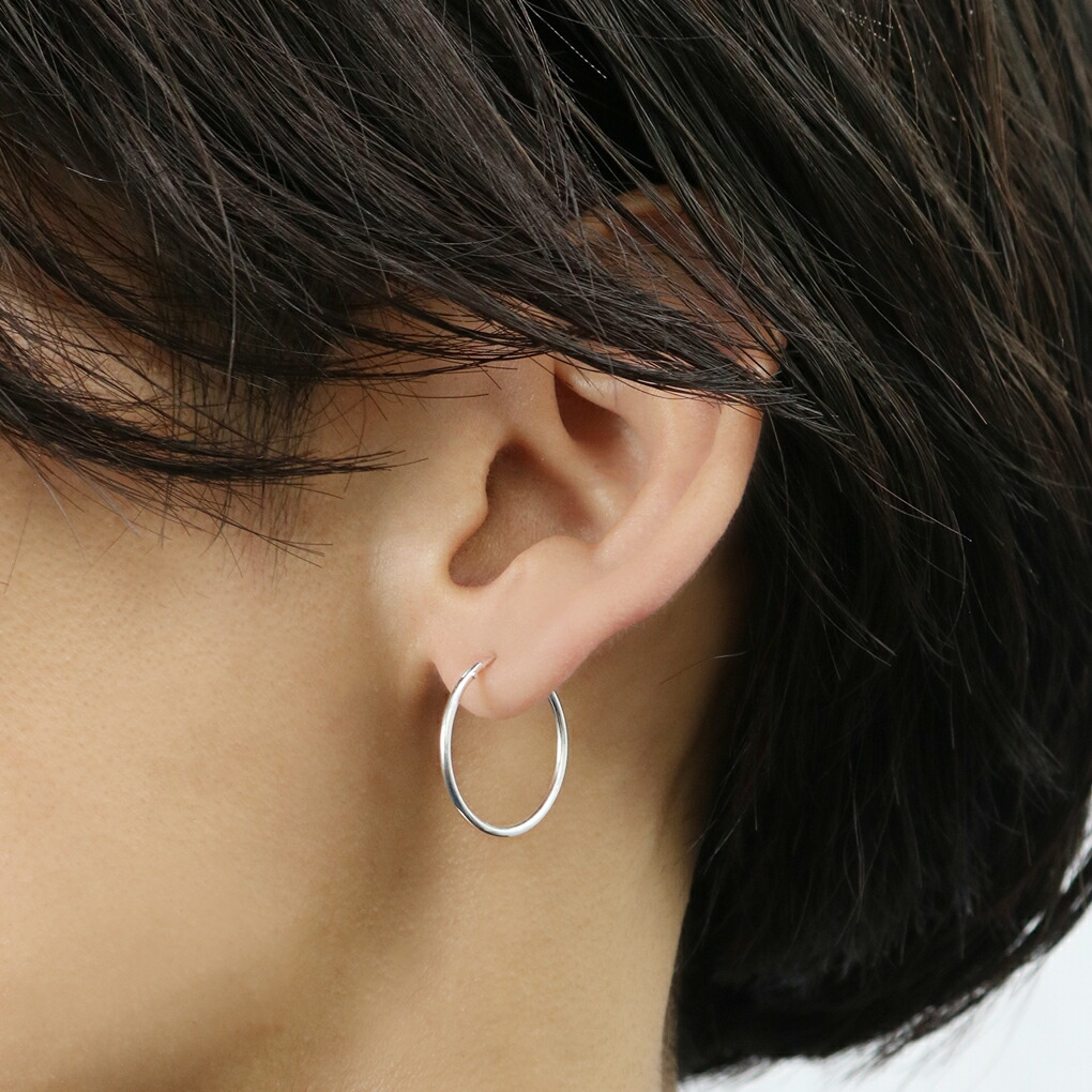 1.2mm幅 20mm プレーン 甲丸 フープピアス ピアス 1P 片耳用 シルバー