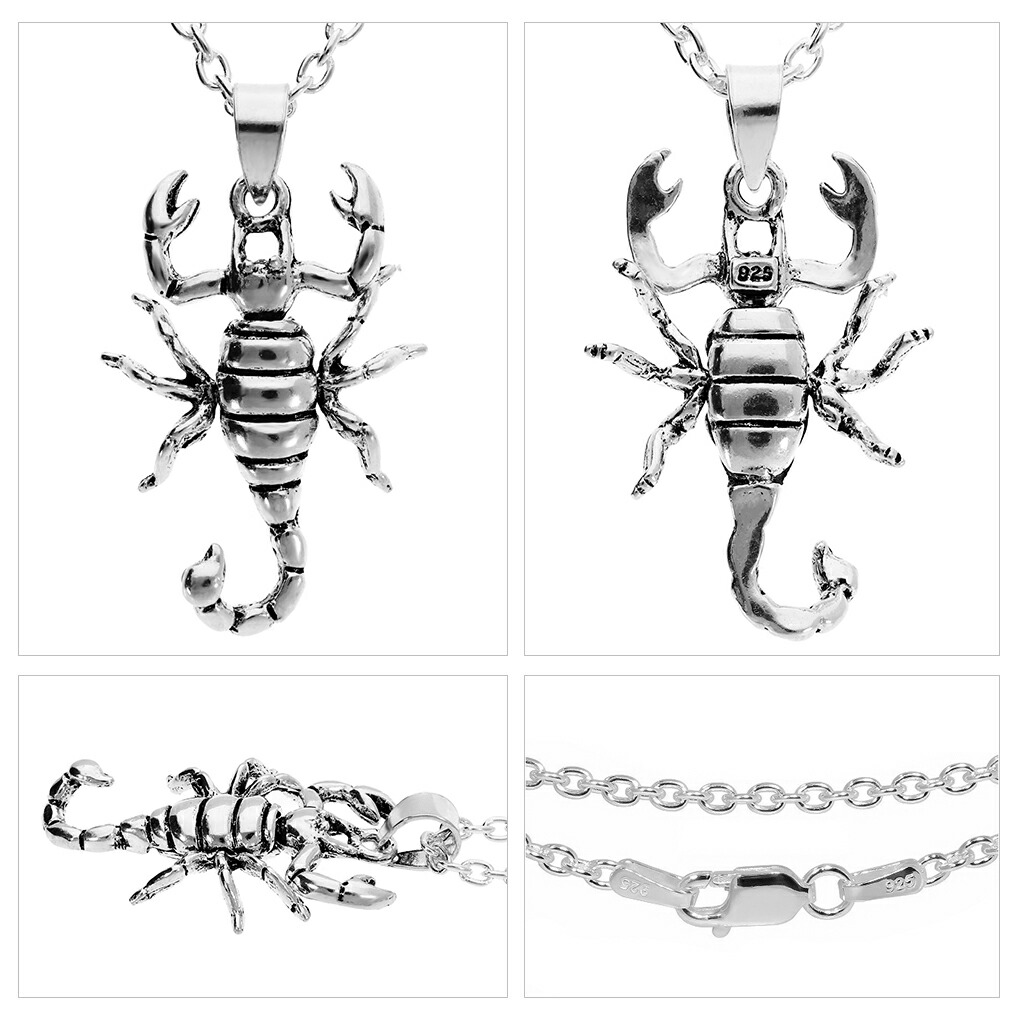 サソリ 立体 シルバー ネックレス ペンダント ペンダントトップ 蠍 蝎