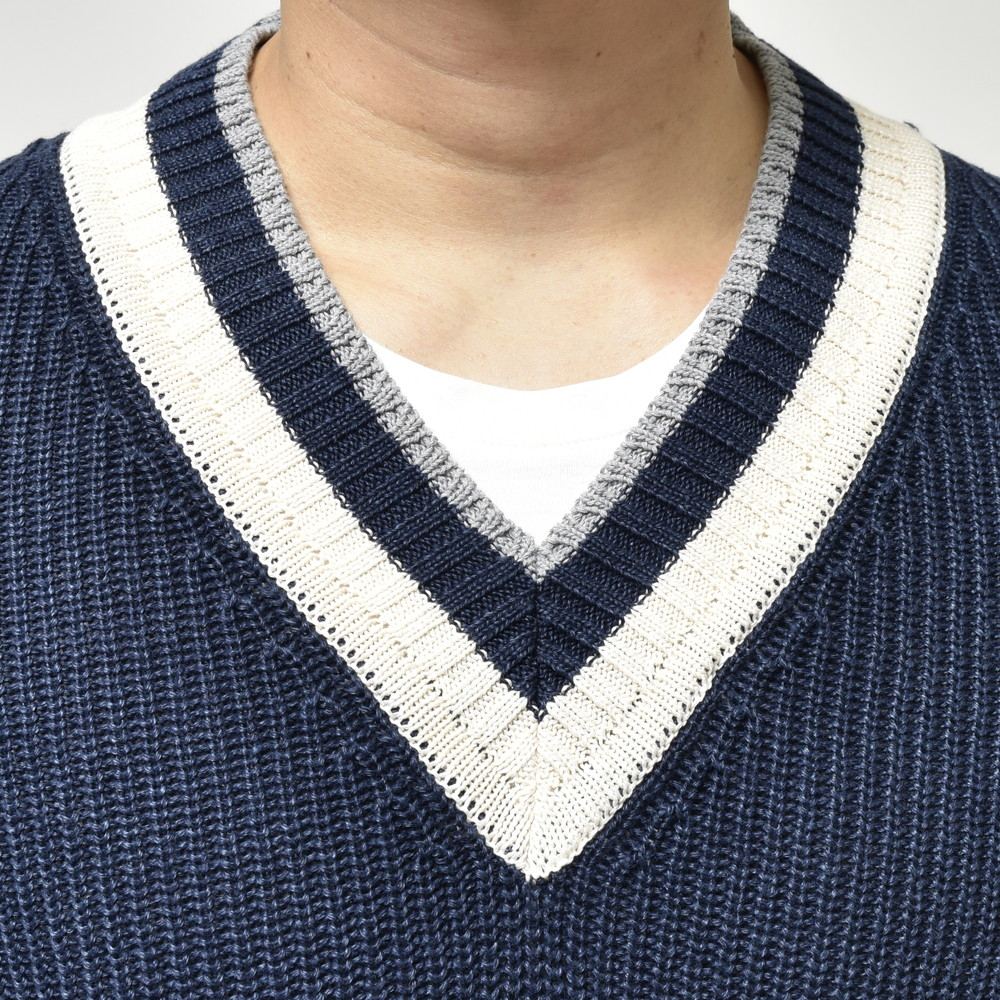 SALE】GRAN SASSO（グランサッソ）ローゲージリネンコットンVネック