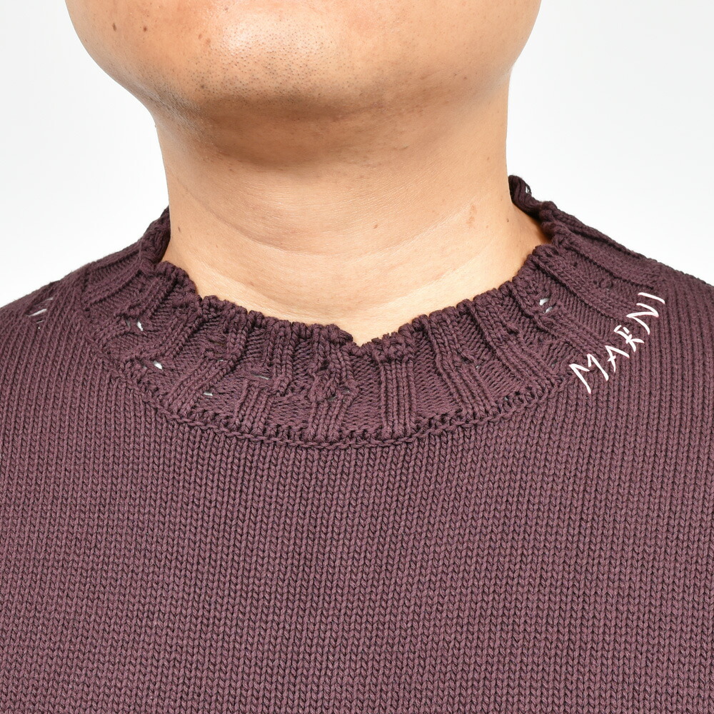 SALE】MARNI（マルニ）コットンダメージクルーネックニット GCMG0210A0