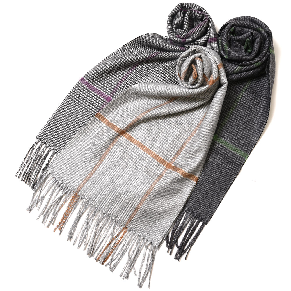 PIACENZA（ピアチェンツァ）シルクカシミアオーバーチェックマフラー