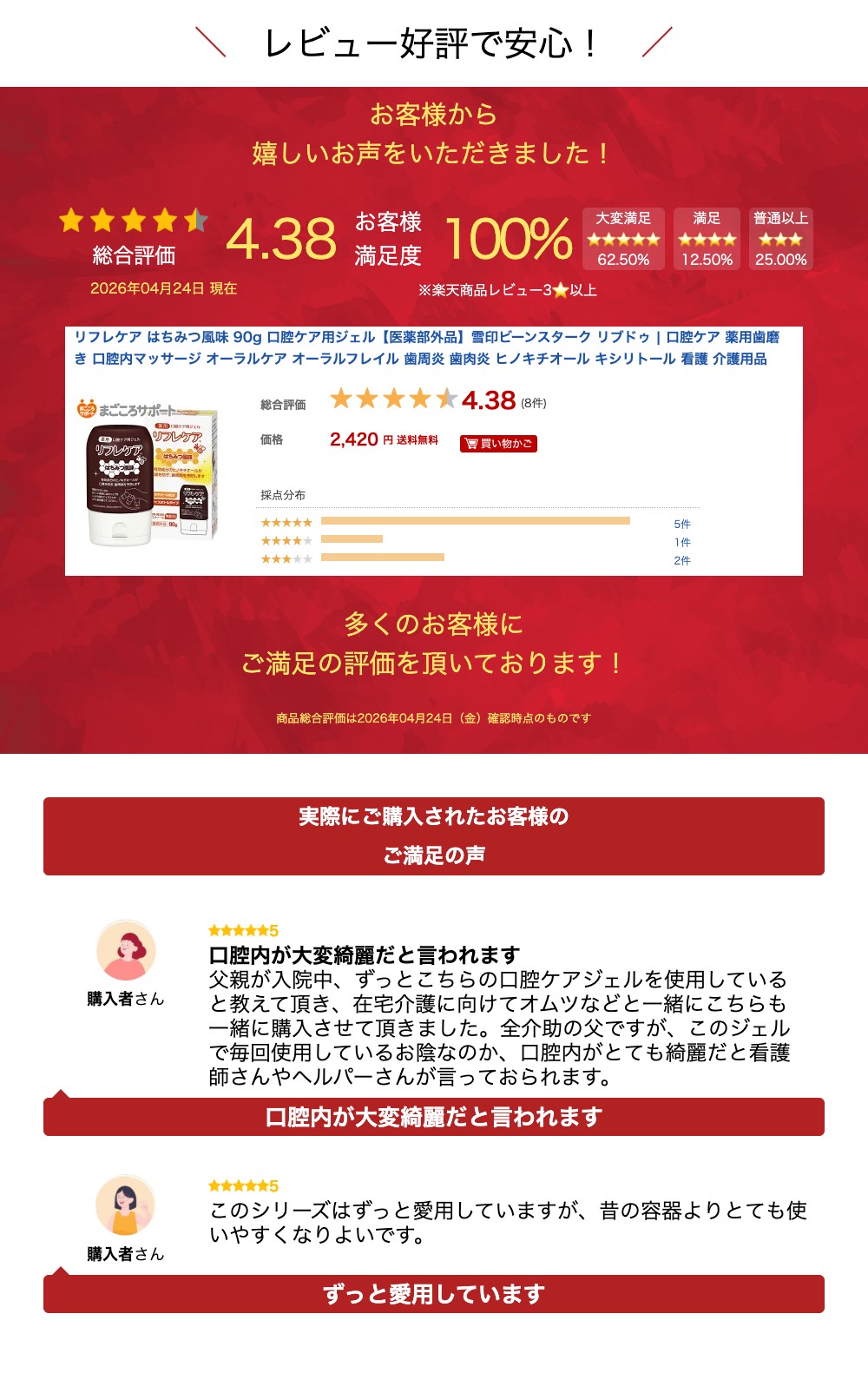 楽天市場】リフレケア はちみつ風味 90g 口腔ケア用ジェル【医薬部外品