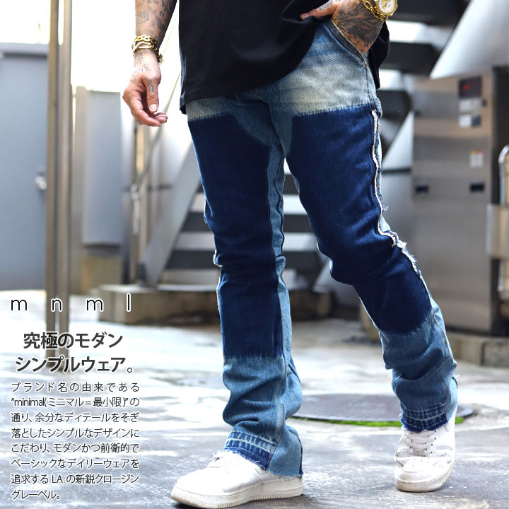 楽天市場】mnml デニム ジーンズ メンズ 春夏秋冬用 インディゴ/黒