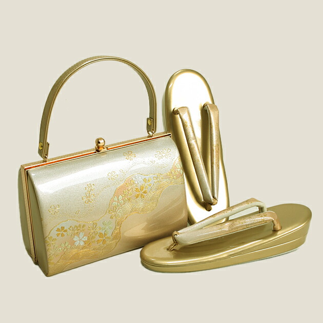 草履バッグセット【レンタル品】ゴールド系-88 草履 バッグ セット