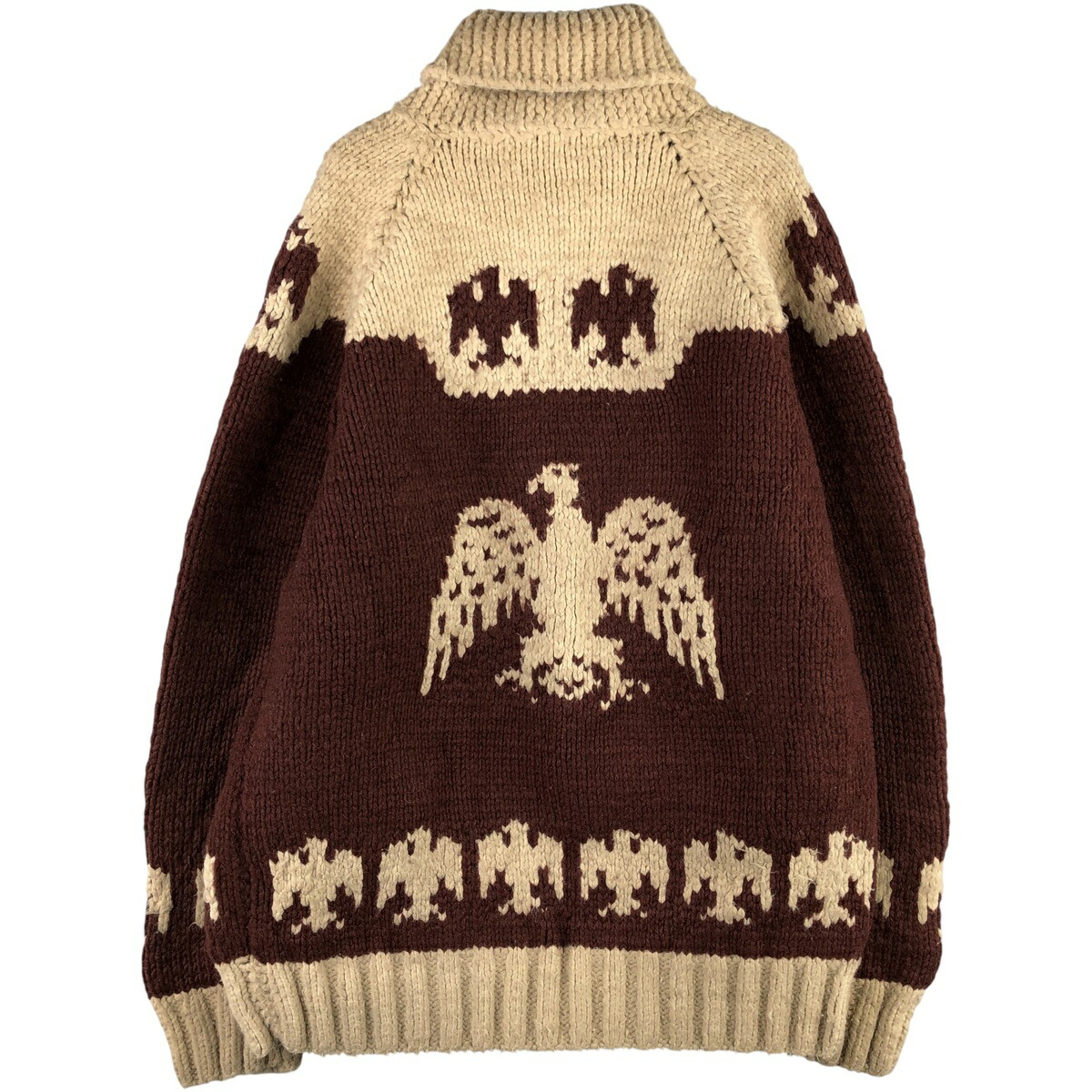 古着 サンダーバード柄 カウチンセーター メンズL相当 ヴィンテージ