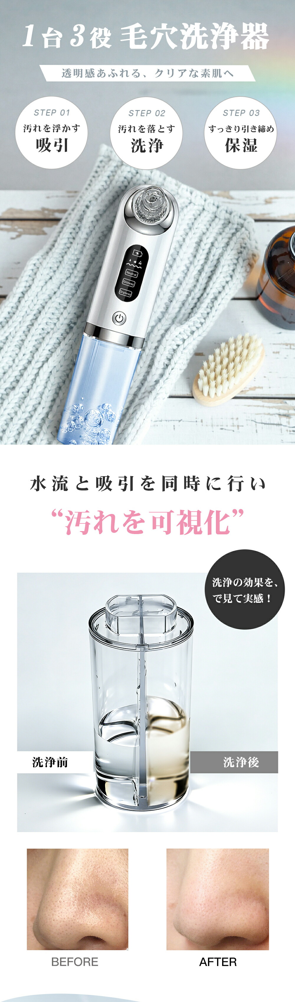 楽天市場】【SS限定☆3,980円⇒3,580円】 毛穴吸引器 美顔器 保湿 毛穴