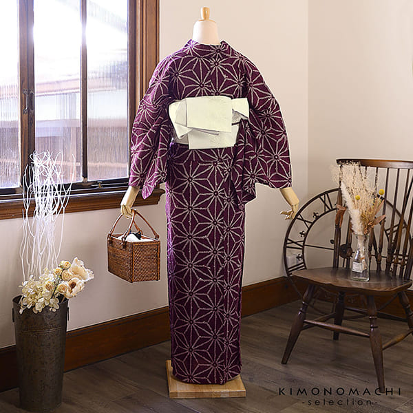 楽天市場】お仕立て上がり絞り浴衣単品「麻の葉 赤紫」有松絞り 女性