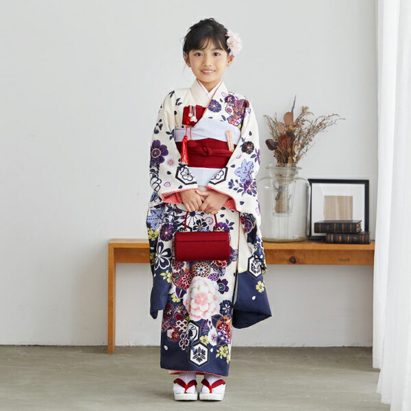 Prices down2】七五三 着物 7歳向け 箱迫セット 「ワインレッド無地