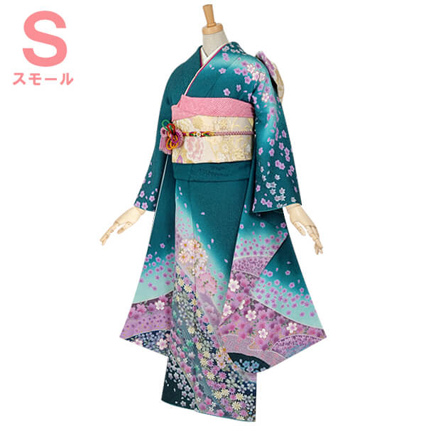 楽天市場】【成人式 振袖 レンタル】RS123 正絹 青緑 紫花フルセット