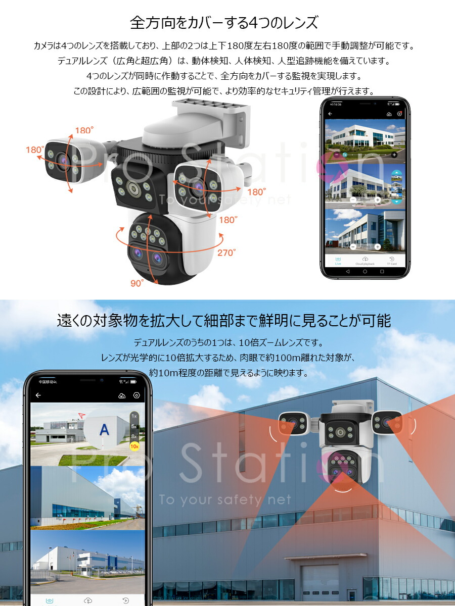 楽天市場】防犯カメラ ワイヤレス CS621ZS 4レンズ1台で3台分の役割