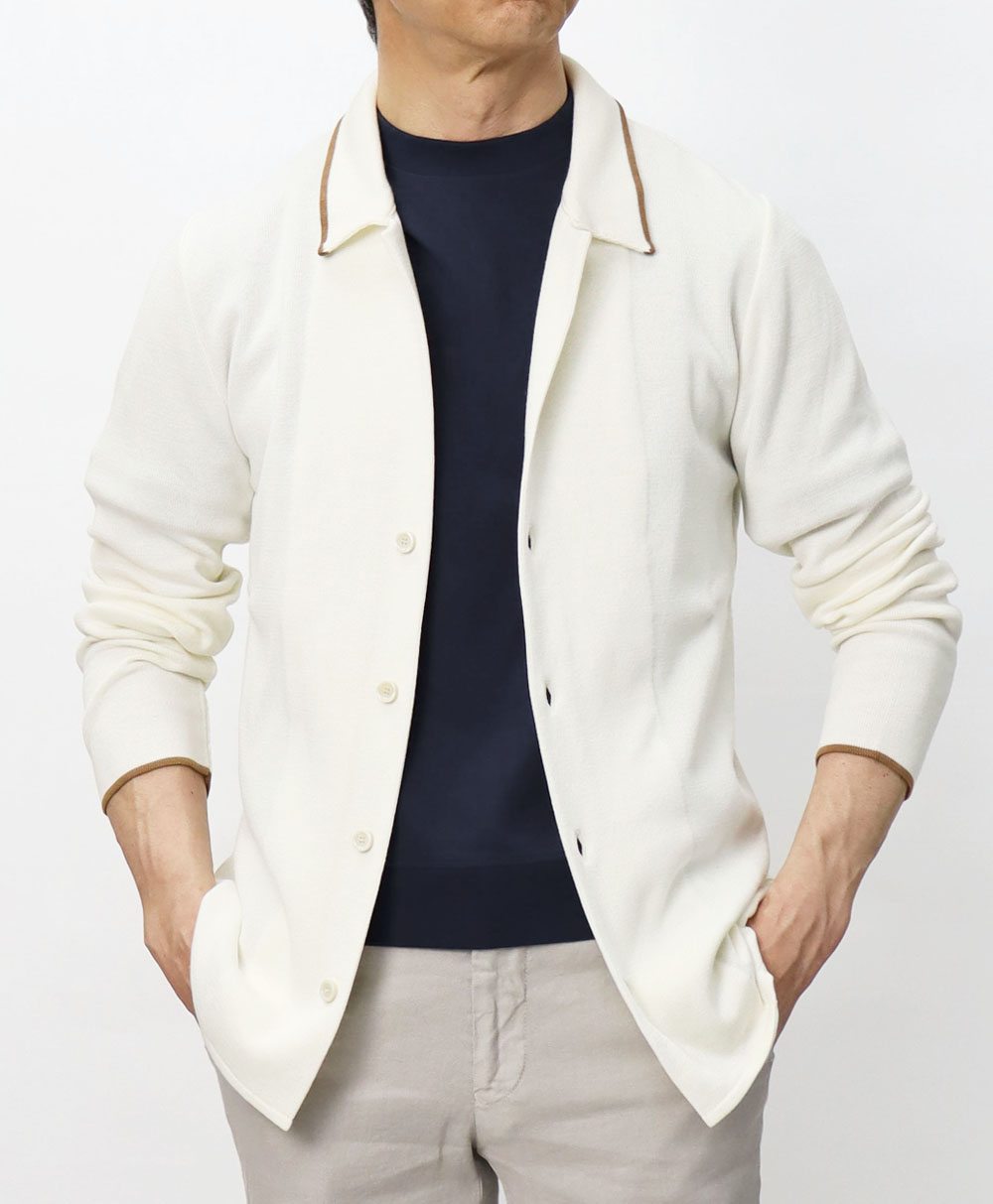 ラルディーニ / LARDINI / ニット ジャケット / シャツ襟 / コットン