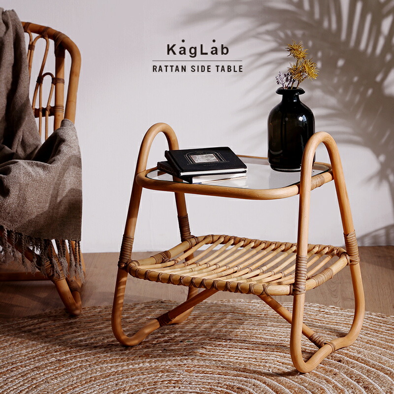 アジア家具 ラタンテーブル 籐製 サイドテーブル 籐家具 ナイト