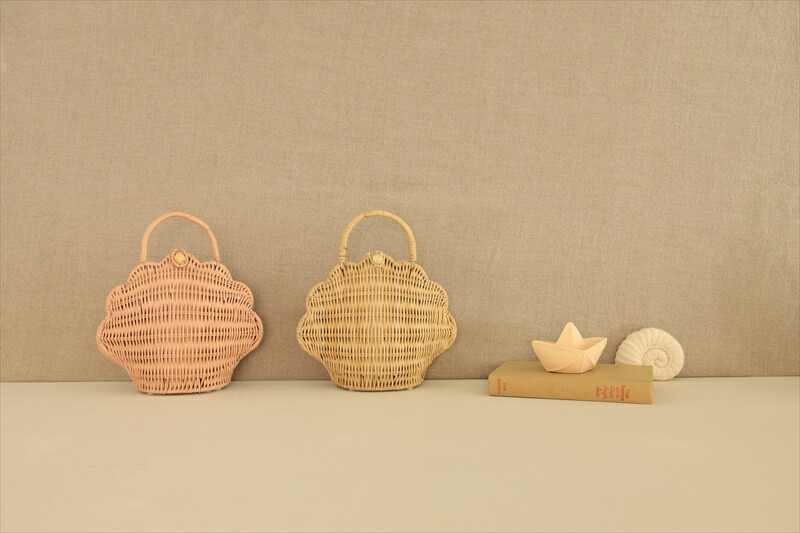 Olli Ella オリエラ】 RATTAN SHELL BAG シェル型 かごバッグ 【ROSE