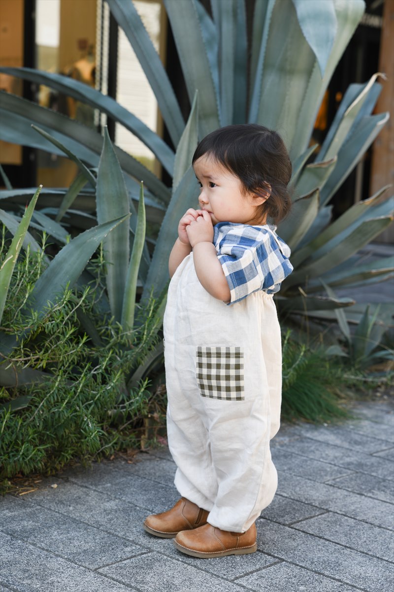 organic zoo Pottery Blue Gingham ボクシーTシャツ｜ギンガムチェック
