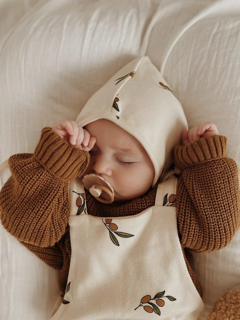 organic zoo Olive Garden Pixie Bonnet｜オリーブ柄ベビー帽（0-3・3