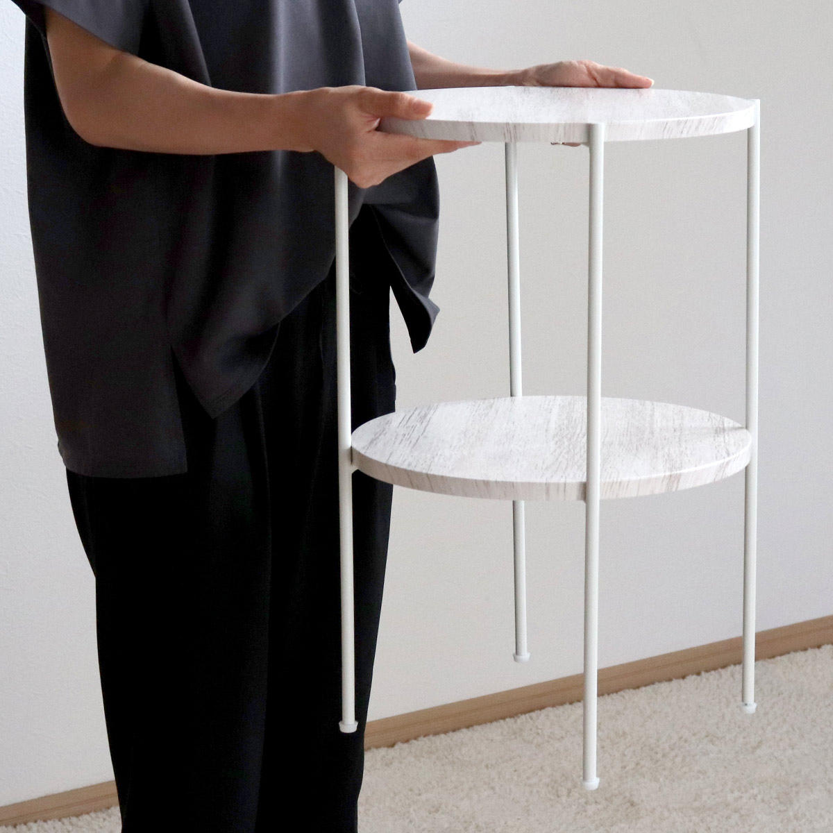 楽天市場】【アウトレット】 サイドテーブル 高さ52cm 2段 ラック