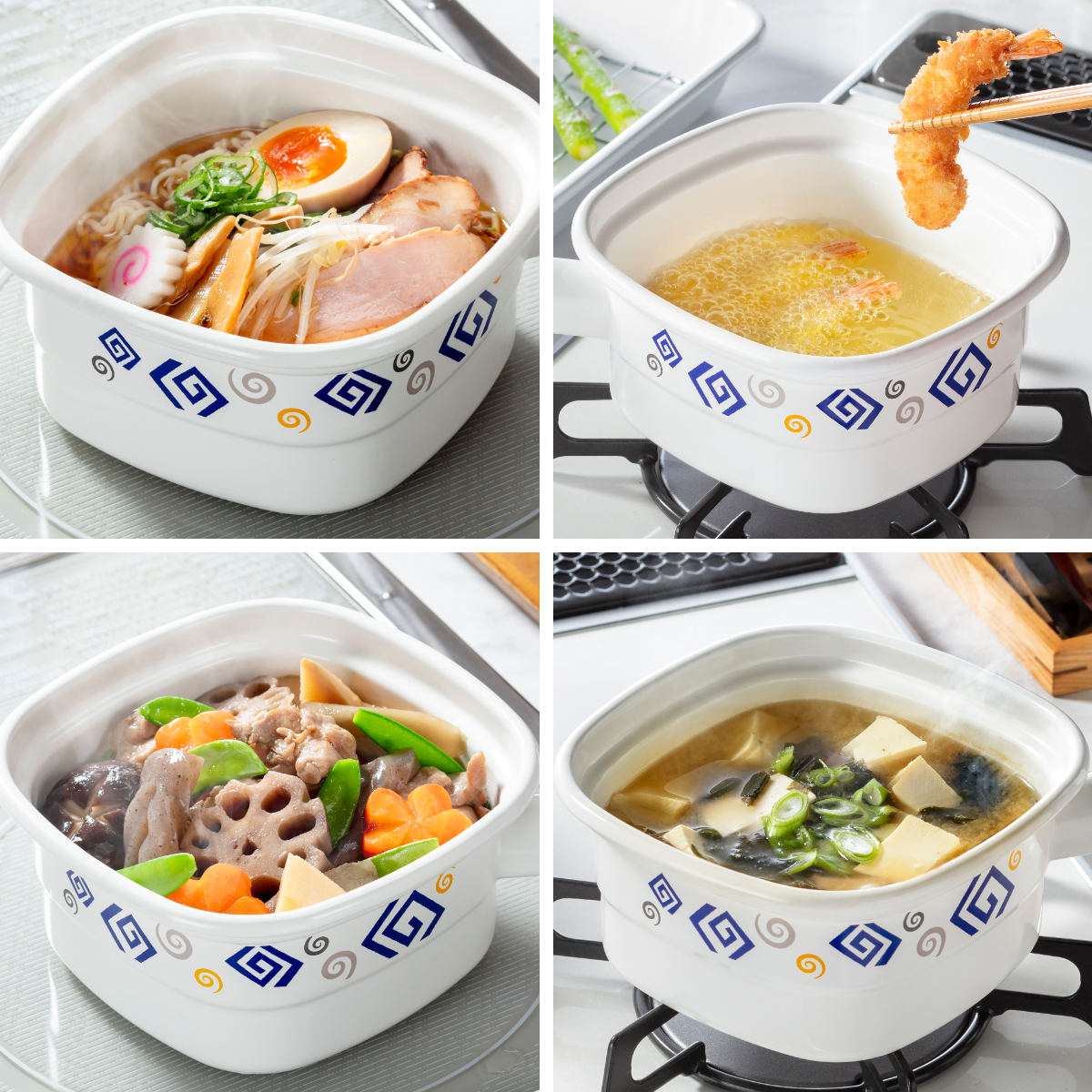 楽天市場】角型片手鍋 14cm IH対応 ホーロー製 四角いお鍋 麺ごこち