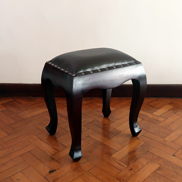 ヨーロピアン調アンティーク風レザースツール