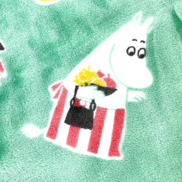 ムーミン ボア付3WAYケープ （フラワーブロック） ミント ブランケット