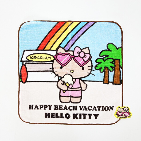 サンリオ ハローキティ 日焼け キティ 刺繍ハンドタオル アイス