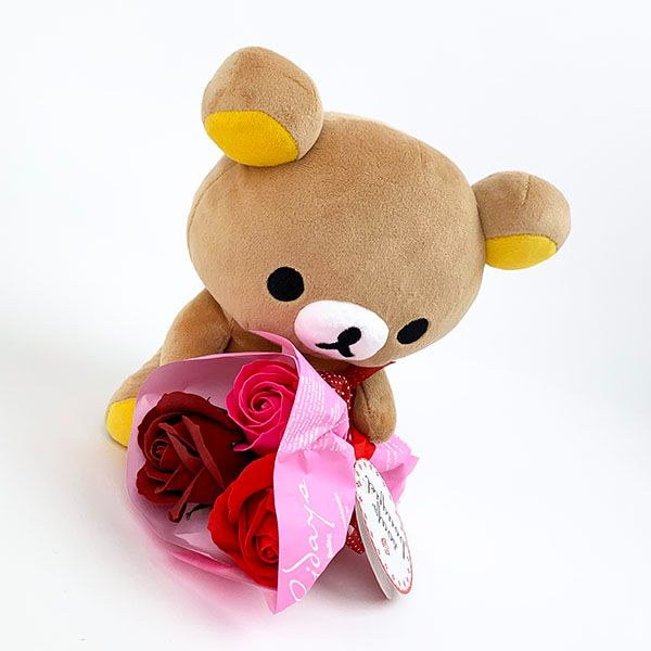 リラックマ ぬいぐるみブーケ ローズブーケ レッドミックス バス