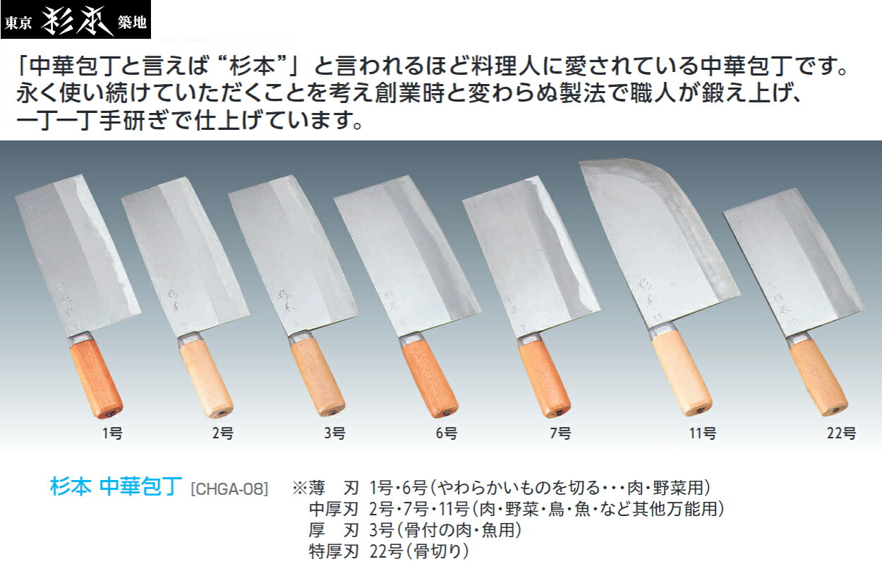 楽天市場】杉本 中華包丁業務用包丁 1号〜22号 : プロストア