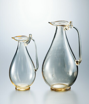 由水常雄　正倉院 「白瑠璃水瓶」 古代ガラス再現 由水常雄 監修 復元正倉院ガラス白瑠璃 水瓶/水差 Y012｜骨董店 のびる