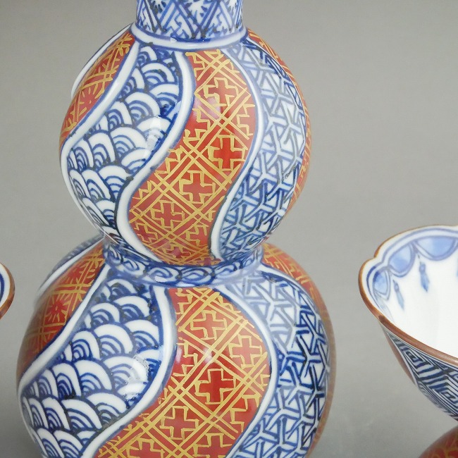 金彩捻祥瑞酒器揃え 春晃 - 京焼清水焼 松韻堂