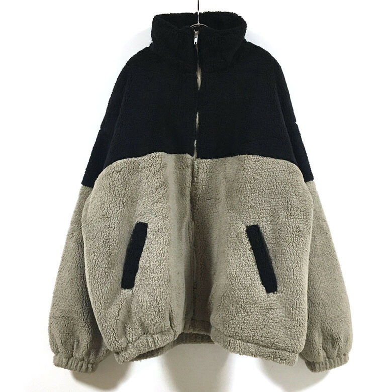楽天市場】ボアフリース 切替 中綿入り スタンド ビッグシルエット