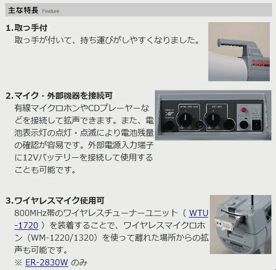 楽天市場】[ ER-2830W-WM-1220セット ] TOA 拡声器 大型 ワイヤレス