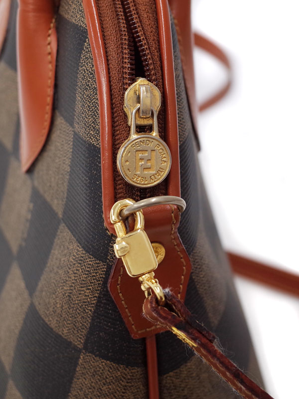FENDI】【ヴィンテージ】フェンディ『ペカン柄 ブロックチェック 2WAY